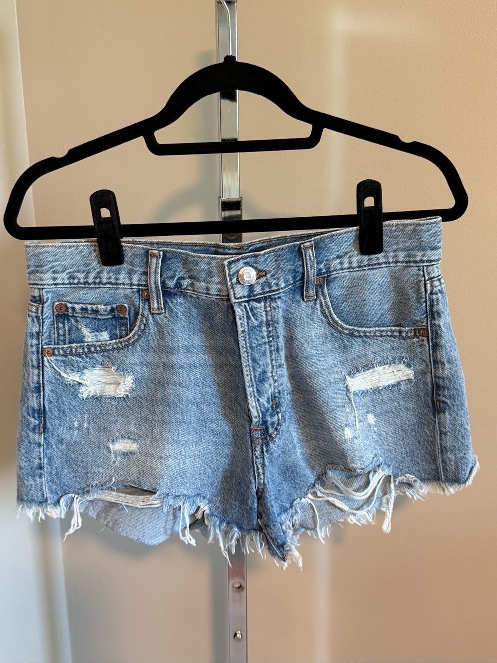 Aeropostale Light Blue Distressed Denim Cutoff Shorts